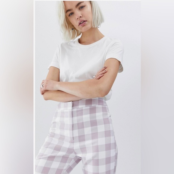 NWT Asos  Design Lavender & White Gingham Slim Suit Pants Women Size 10 US - Picture 4 of 10